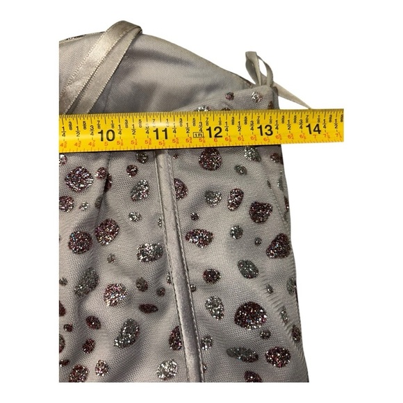 Nights By Teeze Me Junior Sz 7 Strapless Sweetheart Neck Fit & Flare Dress Gray - Picture 6 of 11